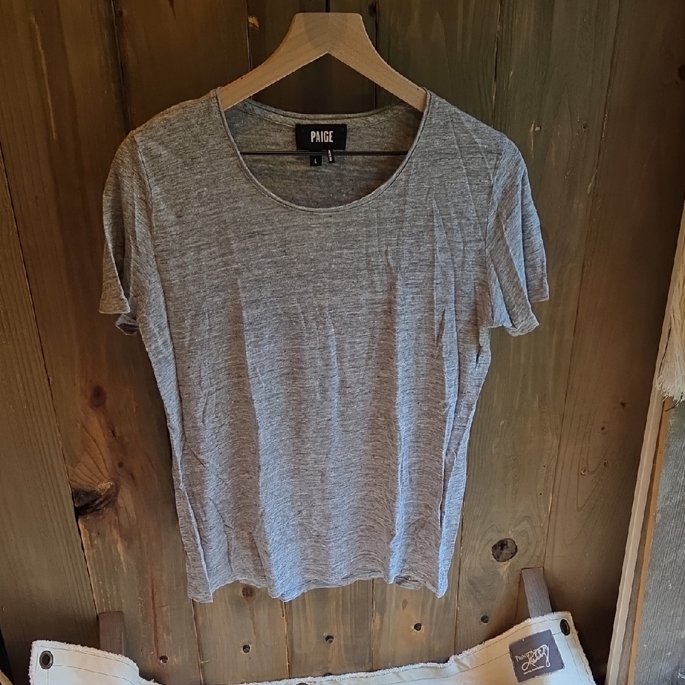 PAIGE 100% Linen Gray Short Sleeve Top